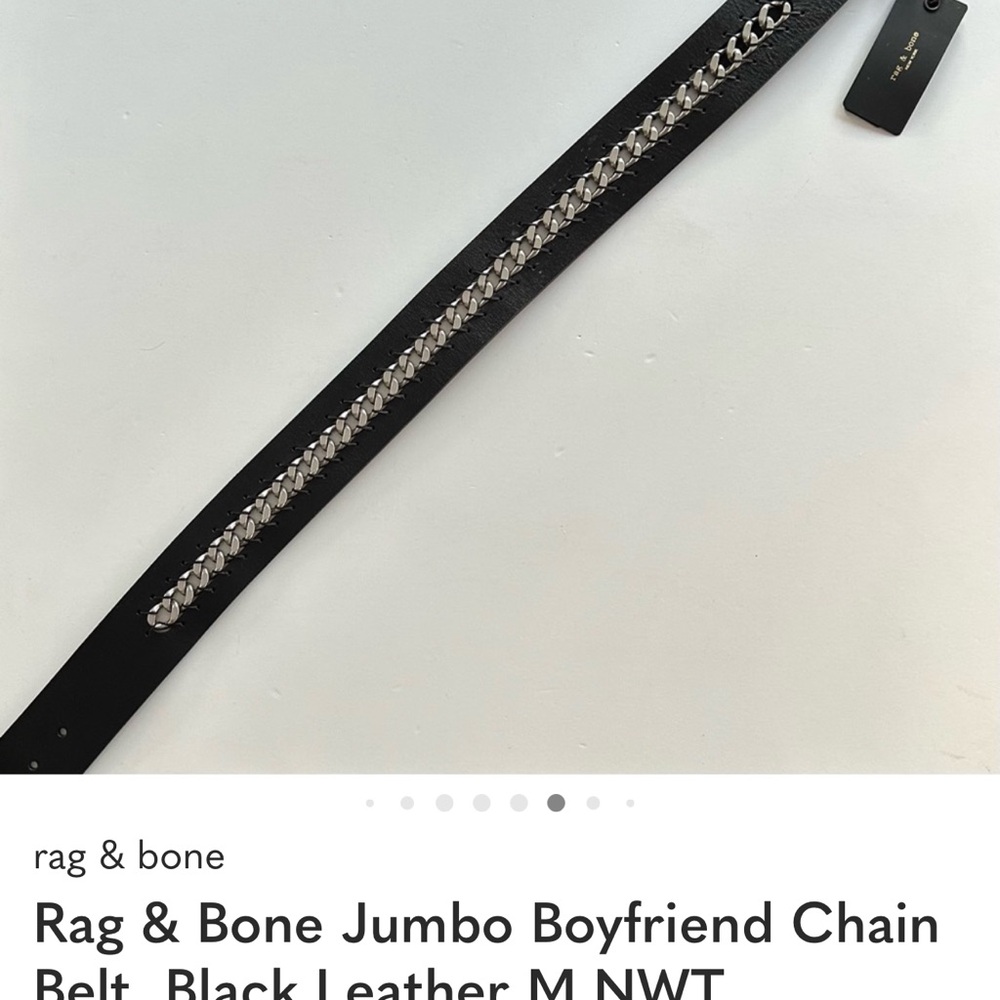 Rag & Bone Jumbo Boyfriend Chain Belt, Black Leather M NWT - Picture 3 of 10